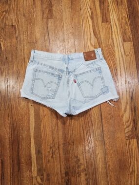 Levi's 501 Light Wash Denim Patchwork Cutoff Shorts